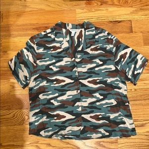 Women Button Down Camouflage Shirt